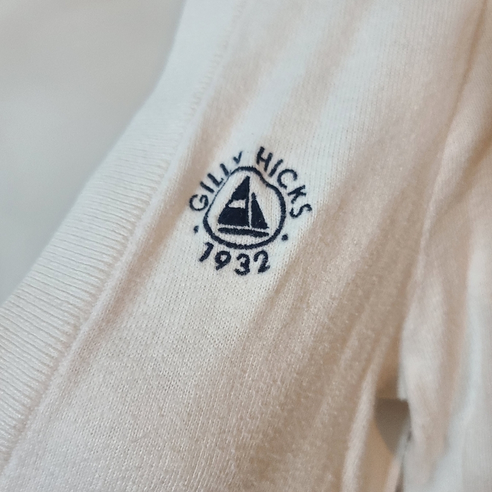 Gilly Hicks Sydney White Button V-neck Cardigan Sailboat Logo Small - Picture 5 of 7